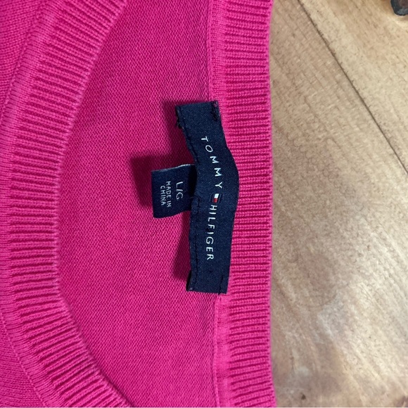 Vintage Tommy Hilfiger Heart Sweater Crew Neck Pink Sz Large - Picture 5 of 10